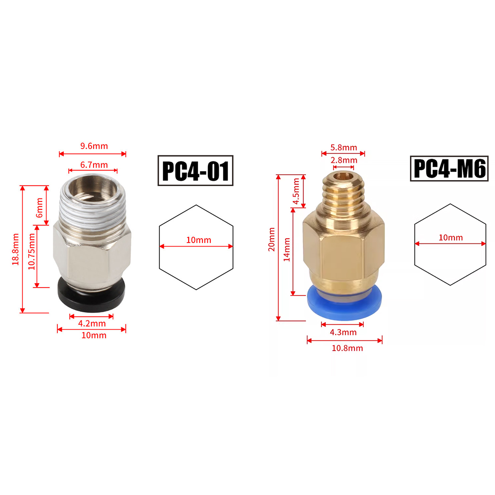 Bowden Tube - 10 шт./лот Пневматические соединители PC4-M10 для