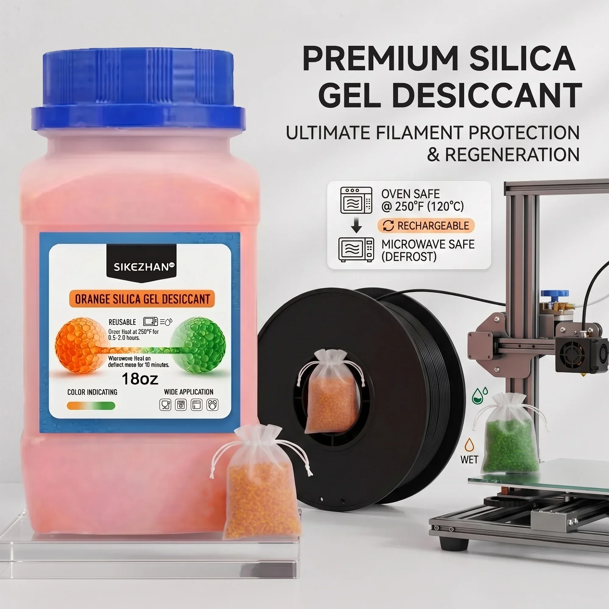 Enclosure 3D Printer - Осушитель для 3D-принтеров: оранжевые силикагелевые гранулы